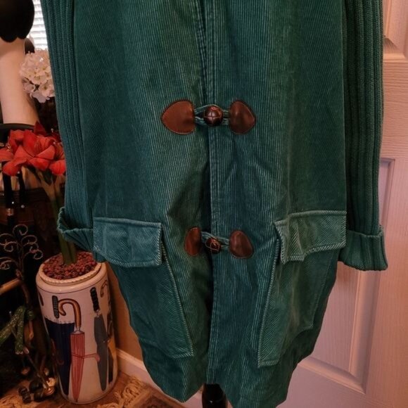 D & Co. Corduroy sweater jacket aqua green teal 1X 16 18 spring summer cardigan - Picture 2 of 6